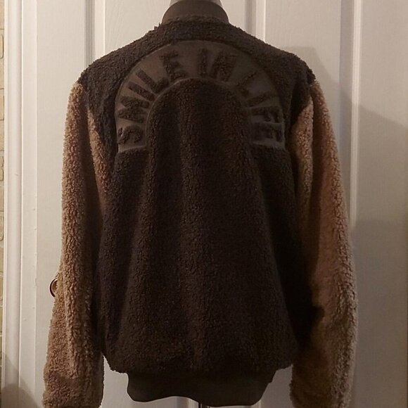 Diesel Reversible Bomber Colorblock Sherpa Teddy Fleece Y2K Streetwear Large - Picture 5 of 16